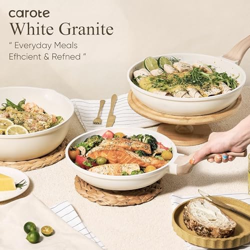 21pcs Pots and Pans Set (Cream White / 21 Piece)