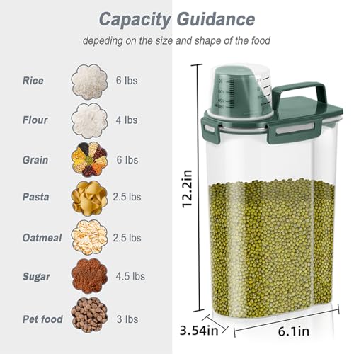 Airtight Rice Storage Container (Darck Green x 2 / 3L-2pack)