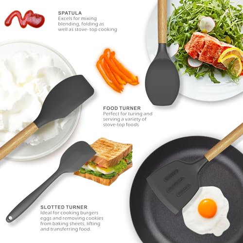 Silicone Cooking Utensils Kitchen Utensil Set (Gray)