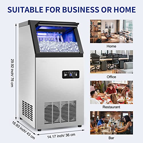 Commercial Ice Maker Machine 120Lbs (Clear Ice Cubes - 120LBS/24H)