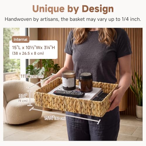 Large Bathroom Baskets (Natural(Water Hyacinth) / 15 ¾"L x 11 ¼"W x 3 ½"H)