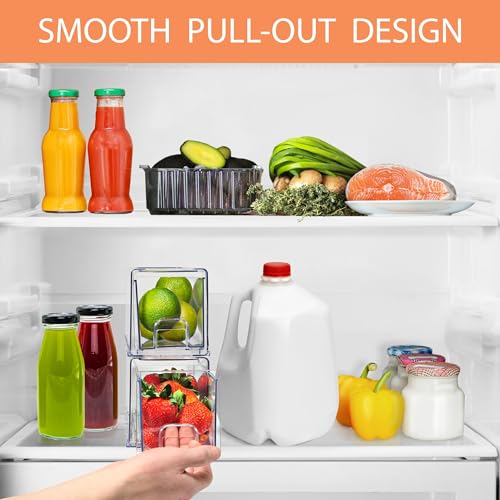 Clear Storage Drawers for Refrigerator with Handles (6 Pack / Small)