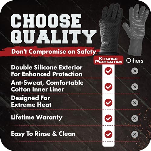 XL Silicone Smoker Oven Gloves (Black / X-Large)