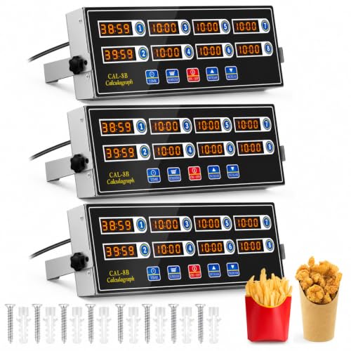 3 Pack 8 Channel Kitchen Timers for Cooking (8 Channel)
