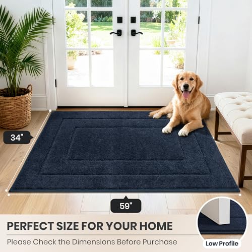 Dirt Trapping Door Mat Indoor Entrance (Navy Blue / 34" X 59" (Rectangular))