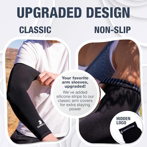 Non Slip Cooling Arm Sleeves for Men & Women (2 Pairs: 1 Pair Black + 1 Pair Dark Blue / One Size)