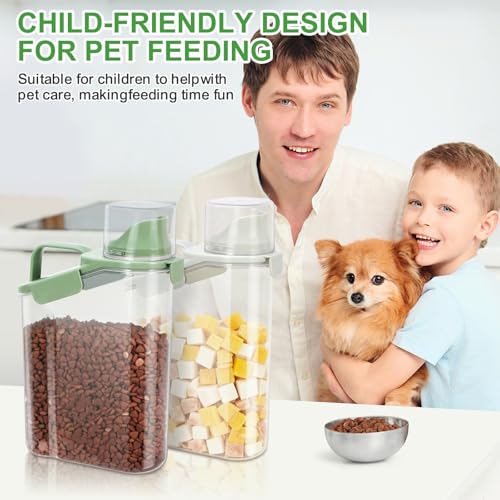 Rice Container Cereal Storage Container 2 Pack (Beige&Green 3.2+3.2Qt)