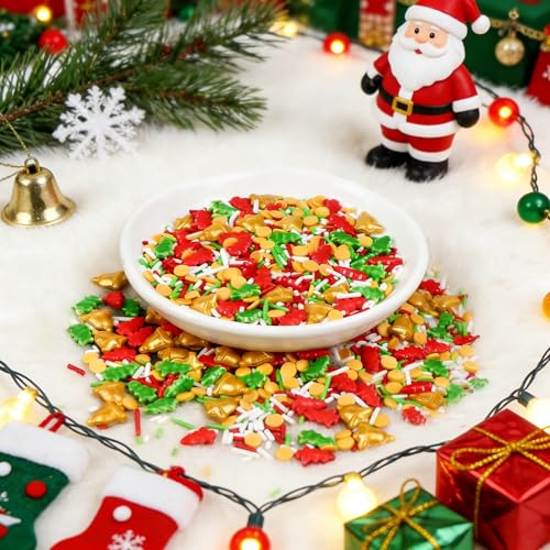 Edible Jimmies Sprinkles for Cake Decorating (Christmas Sprinkles Mix)