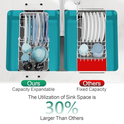 Small Sink Dish Drying Rack with Cup Holder (Silver - With Cup Holder / For 10"-30"W Sinks | 9"W Rack, with Cup Holder)