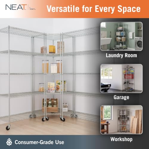 5 Tier Adjustable Wire Shelving with Wheels