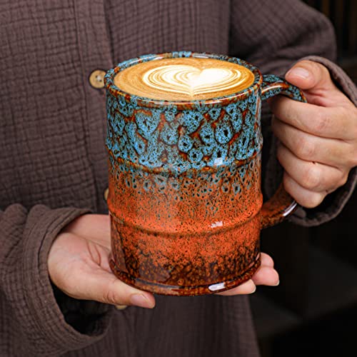 Coffee Mug 20 Oz Coffee Cups Ceramic Tea Cup Large Coffee Mug for Office and Home (Red and Green)