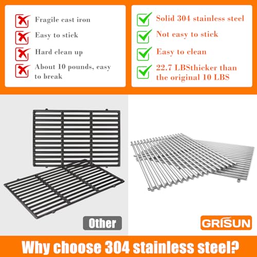 SUS304 Grill Grates for Weber Genesis 300 Series (19.5"x 12.9", For Genesis 300 Series)