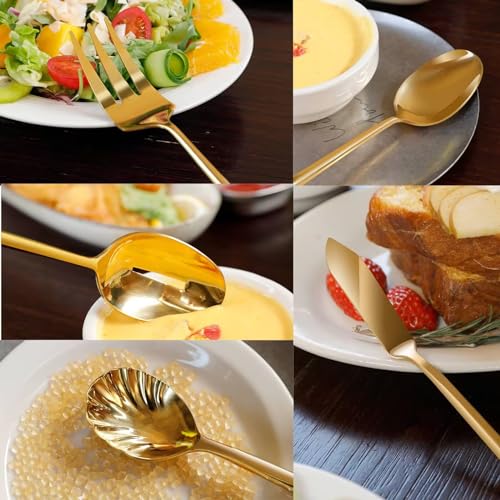 Gold Silverware with Hexagon Handle 45 (Gold / 45 Pcs)