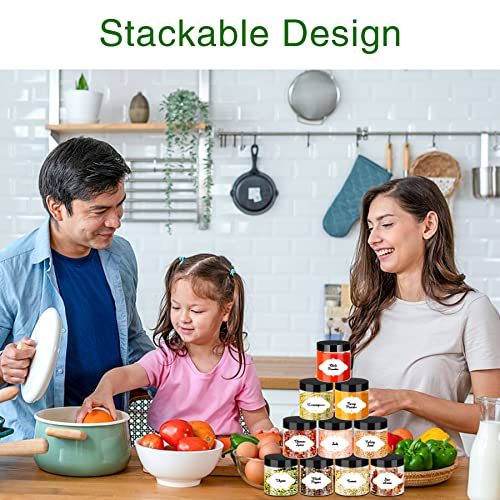 6 OZ Plastic Jars with Lids (6OZ 48Pcs Black)
