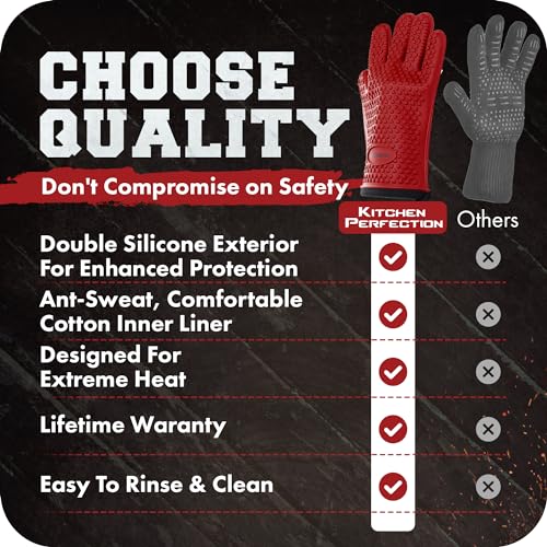 XL Silicone Smoker BBQ Gloves (Royal Red / X-Large)