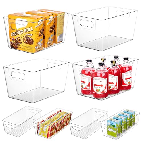 8 Pack Clear Storage Bins Set for Pantry Organizer (Set B)