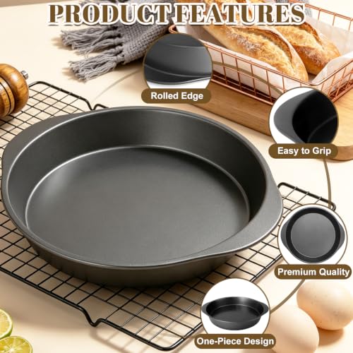 9 Inch Cake Pan Set (3PCS Black 9 inch Cake Pan)