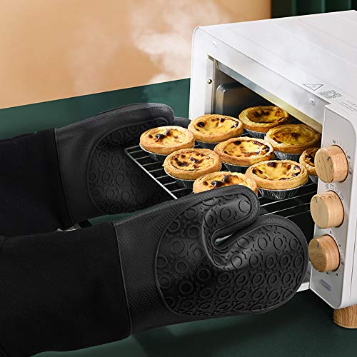Oven Mitts and Pot Holders Set (Black / 14.6in Oven Mitts Set)
