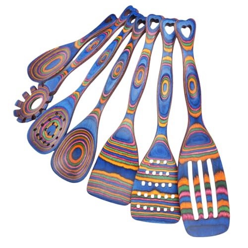 Pakkawood Wooden Cooking Utensils Set 7 (Blue)