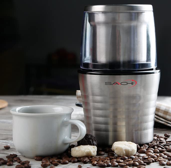 2-in-1 Electric Coffee Grinder Plus Wet and Dry Spice Grinder with 2 Stainless Steel Blades Removable Bowls, SA-2915