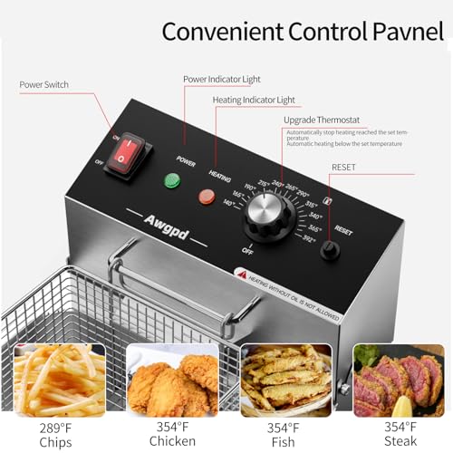 Electric Deep fryer Single Tank Deep Fryer with Basket Capacity 10L