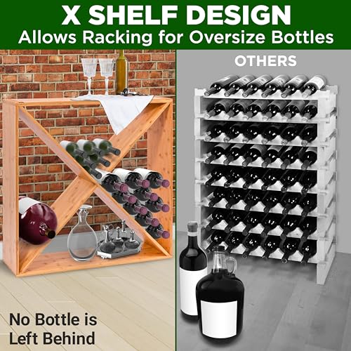 X Self Oversize Stackable Modular Wine Rack (X Brown)
