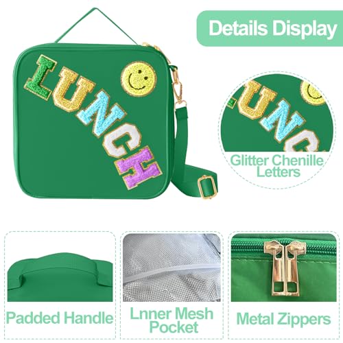 Insulated Lunch Bag With Adjustable Shoulder Strap (Dark Green)