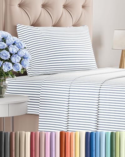 Twin Size 3 Piece Sheet Set (43 - Blue Stripes 2 / Twin)