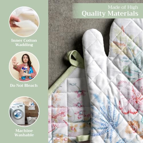 100% Cotton Oven Mitt & Pot Holder Set (102 - Paradise Island / 7.5" x 13" & 8" x 8" (Oven Mitt & Pot Holder))