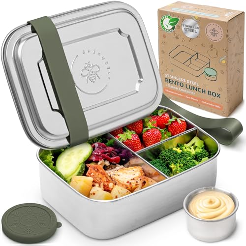 Stainless Steel Bento Box + Condiment Container (Sage / 37oz / 1100ml)