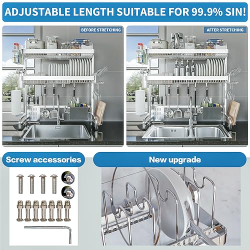 Over The Sink Dish Drying Rack (Silver / 3 Tier Style A)