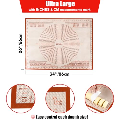 Silicone Pastry Mat 36X24 inch Baking Mat for Rolling Dough