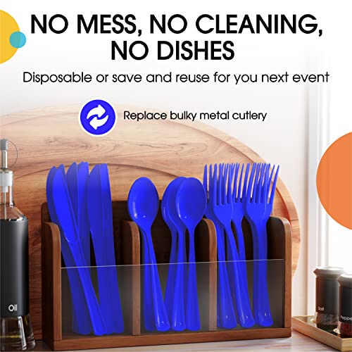 Dark Blue Plastic Forks 200 Pcs Dark Blue Forks Disposable Utensils Heavy Duty Plastic Cutlery Set Disposable Cutlery Sets Flatware Sets Silverware Set Party Supplies & Party Tableware (Dark Blue / Forks)