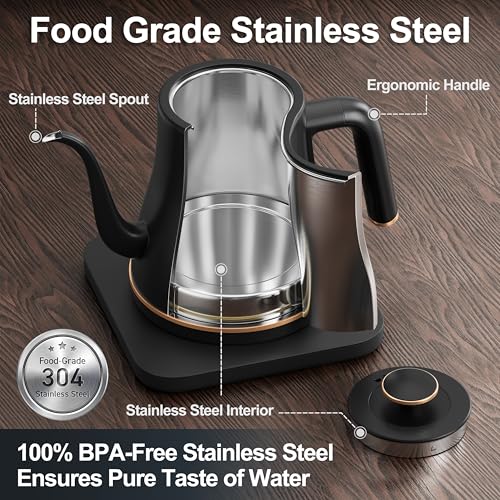 Gooseneck Electric Kettle (Black-gold / 0.8 Quarts)