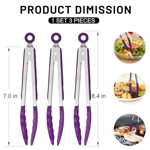 Small Silicone Kitchen Tongs 7 (Purple)