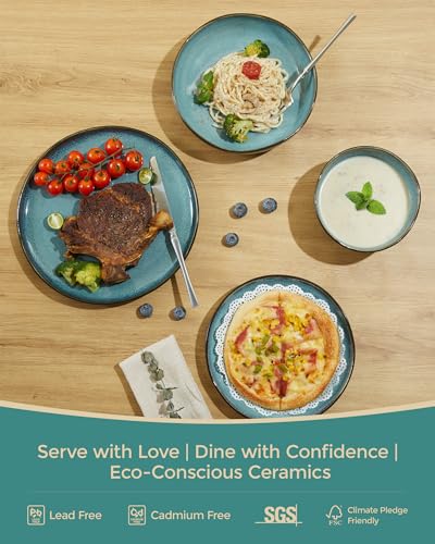 Stoneware Dinnerware Sets for 8 (Green Black / Set (32pcs))