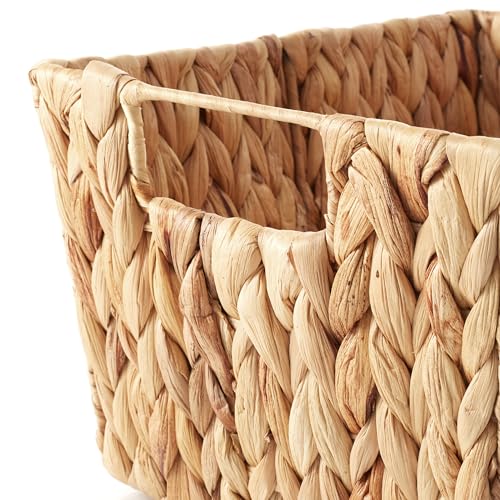 Set of 4 Water Hyacinth Storage Baskets with Handles (Natural - Hyacinth)