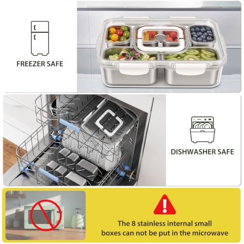 Snackle Box Container (6 Compartment (13.38"L x 9.25"W x 3.54"H))