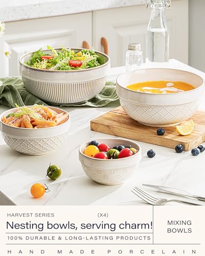 Large Serving Bowls Set of 4 (8"+7"+6"+4.5")