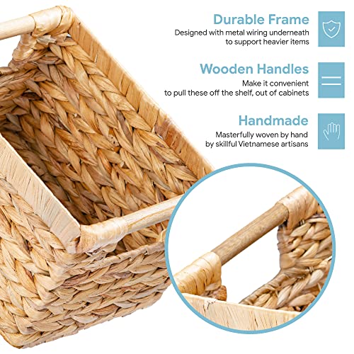 Small Wicker Baskets for Organizing Bathroom (Water Hyacinth / 3-Pack Small (10"L x 7.5"W x 6.3"H))