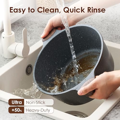 Nonstick Stock Pot with Lid (7 Quarts / Gray)