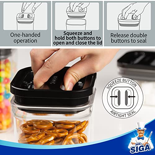 6 Piece Airtight Food Storage Container Set for Pantry Organization (Black)