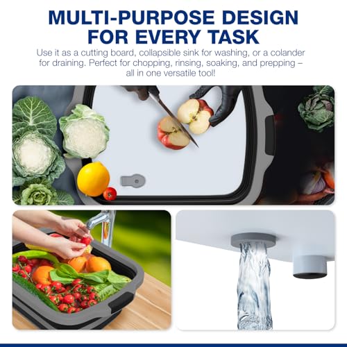 2 Pack XL Collapsible BBQ Prep Tub with Built (Black)