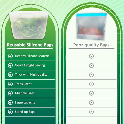 Silicone Bags for Food Storage (Translucent | 2 Size | 4 Pack)