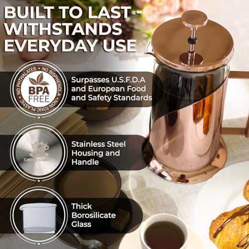 Stainless Steel French Press Coffee Maker 34 oz (Rose Gold)