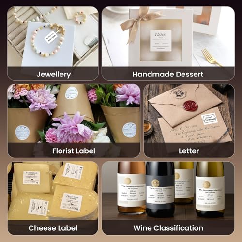 Thermal Label Maker Machine 221B Mini Portable Label Printer Thermal Labeling Printing Machine Sticker Bluetooth Label Printer Barcode Inkless Labelmaker for Price Logo Clothing (Gray White)