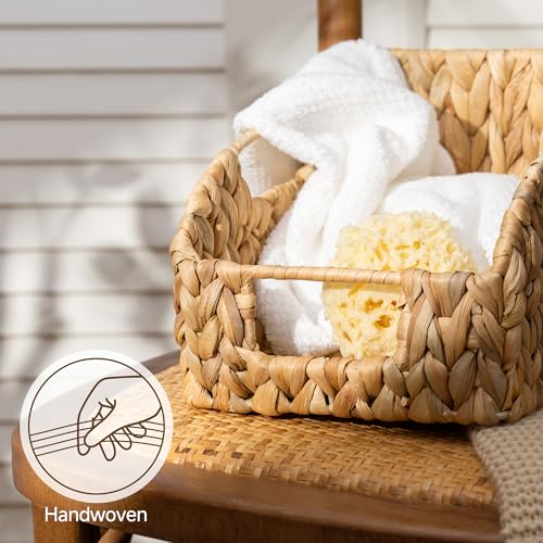 Water Hyacinth Basket Organizer (Natural(Water Hyacinth) / 17"L x 11"W x 7½"H + 2x 7½"L x 9½"W x 6¾"H)
