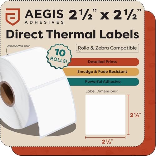 2.5" X 2.5" Square Direct Thermal Labels (2.5" X 2.5")