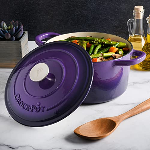 Artisan 5 Quart Round Enameled Cast Iron Dutch Oven (Lavender Purple / 5-Quart)