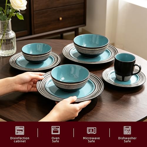 16 Piece Dinnerware Set (Tiffany Blue / Service for 4 - 16pc Set)